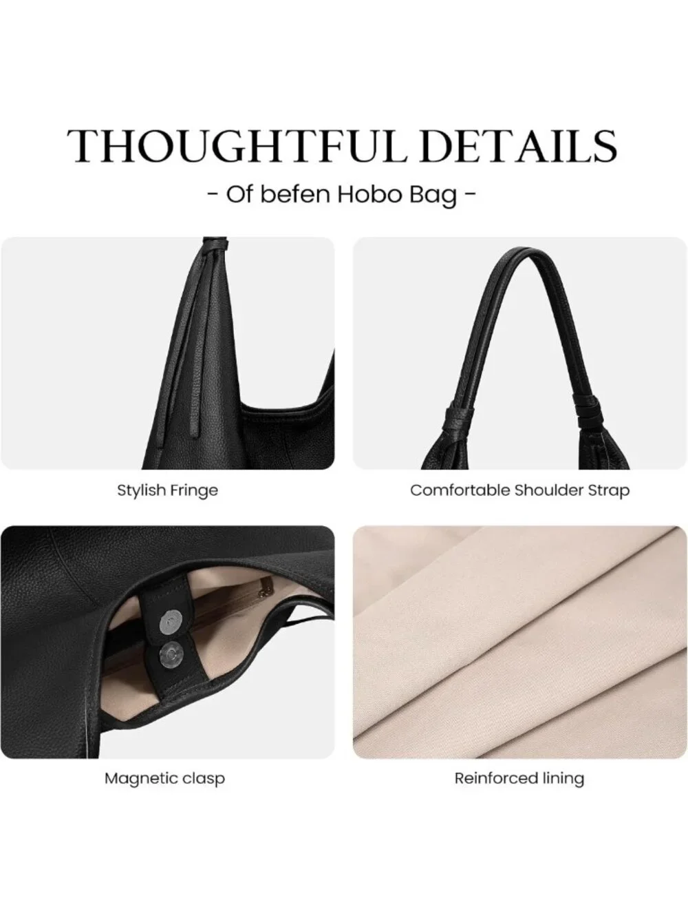 Genuine Leather Slouchy Hobo Bag for Women | Casual Tote Handbag with Tassel